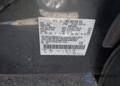 2015 Ford Edge Sel from USA, damaged, VIN 2FMTK3J90FBC17640